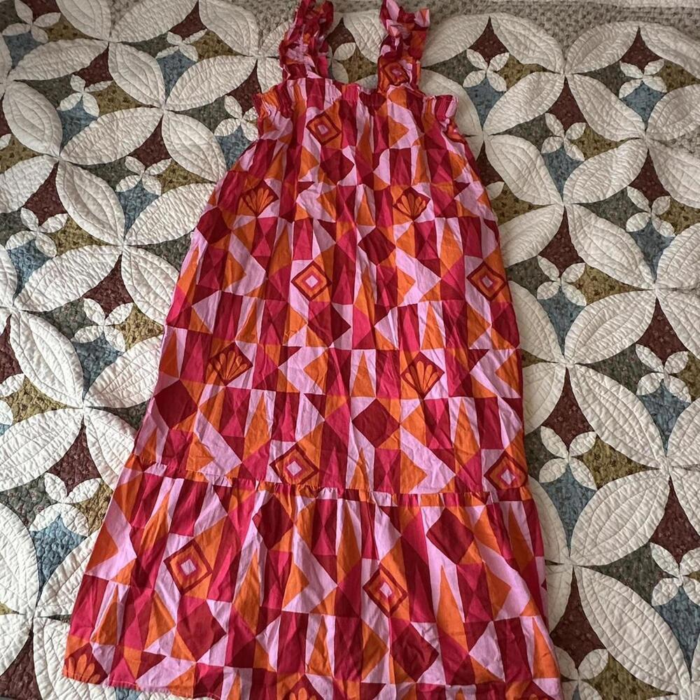 PRINTFRESH SERENITY DRESS IN UNDERWATER MOSAIC - PINK CRUSH COTTON MAXI DRESS - Picture 2 of 7